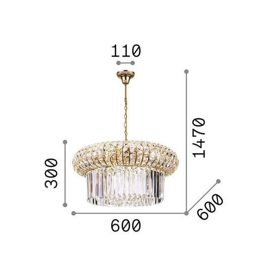 Ideal Lux NABUCCO Pendelleuchte E14 12-fach ⌀600mm dimmbar Gold 237794