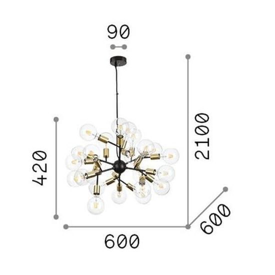 Ideal Lux SPARK Pendelleuchte E27 24-fach ⌀600mm dimmbar Schwarz 238241