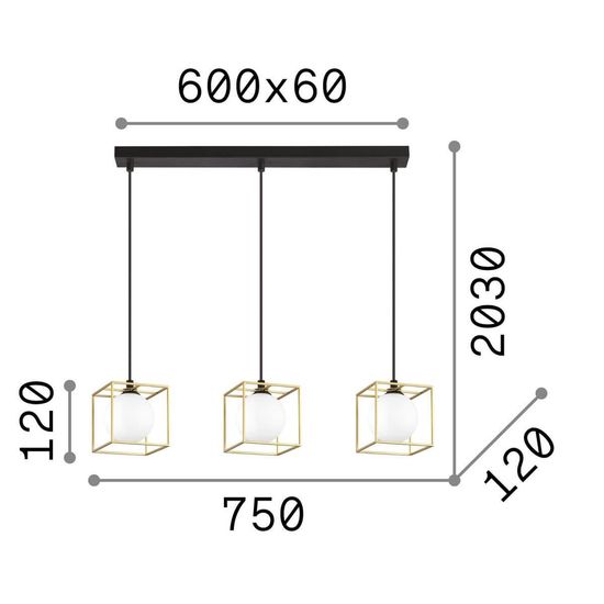 Ideal Lux LINGOTTO G9 Pendelleuchte 3x dimmbar Messing warmweiss 251110