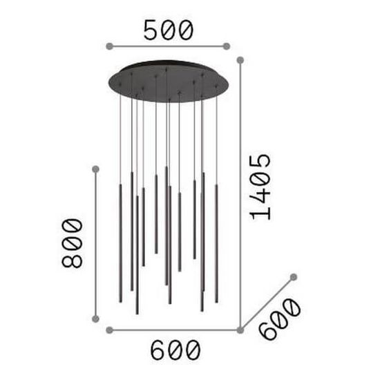 Ideal Lux FILO LED Pendelleuchte 12x 12x25W ⌀600mm Schwarz warmweiss 263434