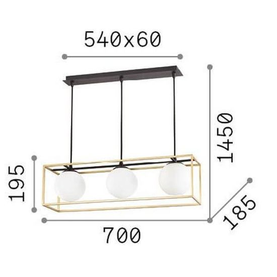 Ideal Lux LINGOTTO Pendelleuchte E14 3-fach dimmbar Schwarz 304144