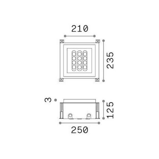 Ideal Lux TAURUS LED Einbauleuchte 20W Stahlfarben IP67 warmweiss 325712