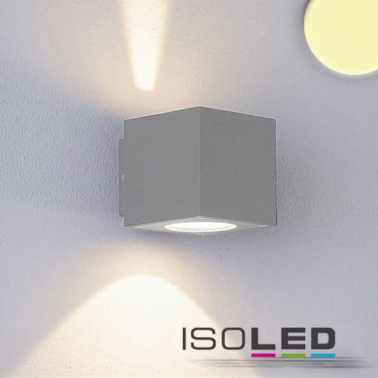 ISOLED LED Wandleuchte Up&Down 2x3W CREE, IP54, silbergrau, warmweiß