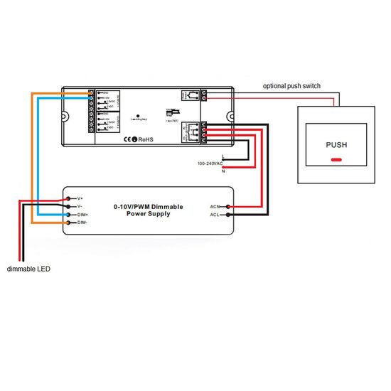 ISOLED Sys-One Funk/Push Dimmer 0-10V Output, 2.000W Schaltrelais, 230V