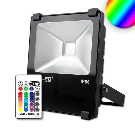 ISOLED LED Fluter 30W, RGB, IP66, inkl. Funk-Fernbedienung