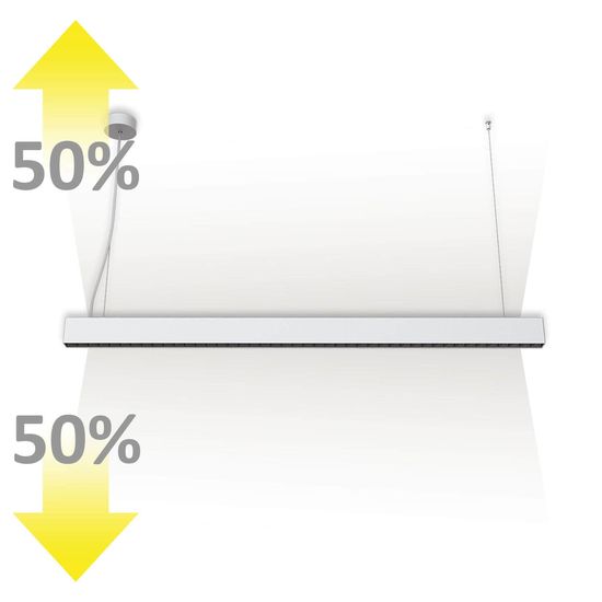 ISOLED LED Hängeleuchte Raster Up+Down, 25+25W, anreihbar, UGR<6, silber, 4000K, 1-10V dimmbar