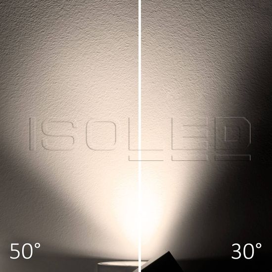 ISOLED 3-PH Schienen-Strahler fokussierbar, 35W, 30°-50°, schwarz matt, 3000K, CRI92