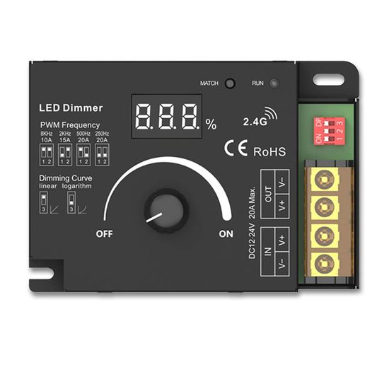 ISOLED Sys-Pro Dreh/Funk Mesh Multi-PWM-Dimmer, 1 Kanal, 12-24V DC 10-20A