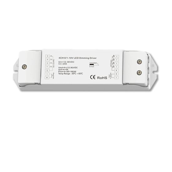 ISOLED 1xPush / 4x1-10V Input zu 4 Kanal PWM Output, 12-36V DC 4x5A