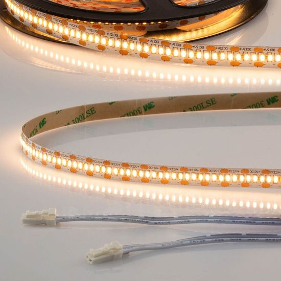 ISOLED LED CRI925 MiniAMP Flexband Streifen, 12V, 6W, IP20, 2500K, 500cm, beids. 30cm Kabel + maleAMP, 300 LED/m