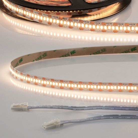 ISOLED LED CRI930 MiniAMP Flexband Streifen, 12V, 6W, IP20, 3000K, 120cm, beids. 30cm Kabel + maleAMP, 300 LED/m