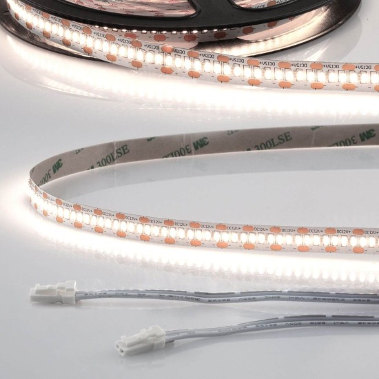 ISOLED LED CRI940 MiniAMP Flexband Streifen, 12V, 12W, IP20, 4000K, 120cm, beids. 30cm Kabel + maleAMP, 300 LED/m