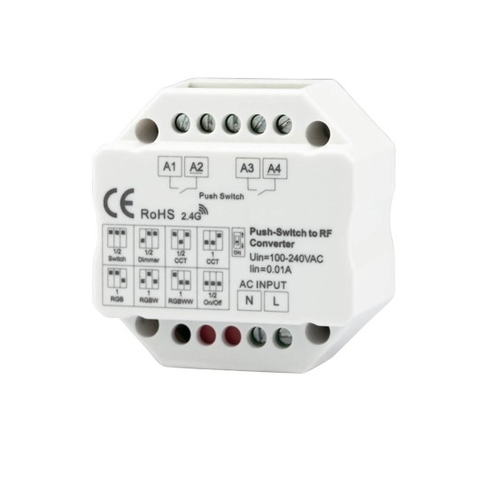 ISOLED Sys-Pro 2-Push Input, Funk-Output für Switch/Dimm/CCT/ RGB/RGB+W Empfänger, 100-240V