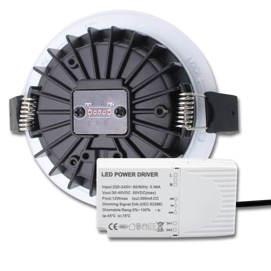 ISOLED LED Einbaustrahler Sys-90, 12W, weißdynamisch 2300-6000K, Push/DALI DT8 dimmbar (exkl. Cover)