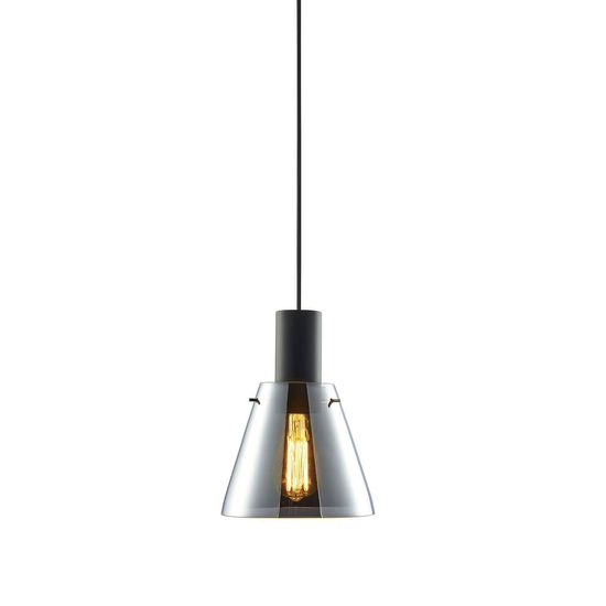 ISOLED Pendelleuchte, black concave Glas, E27, 20cm, 50-300cm, exkl. Baldachin