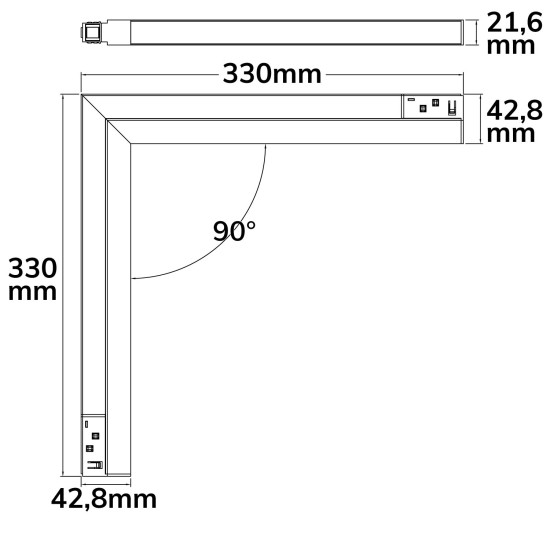 ISOLED Track48 Eckleuchte 90° vertikal schwarz, 20W, 48V DC, 3000K, CRI90