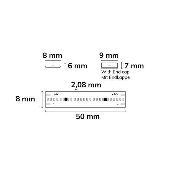 ISOLED LED HT927 COB Flexband für bis zu 90°C Umgebungstemp., 24V DC, 14,4W, IP68, 2700K, 5m Rll, 480 LED/m