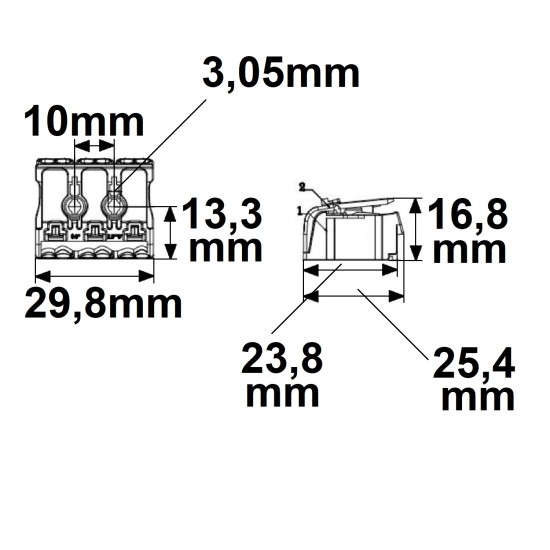 ISOLED Anschlussklemme 2x3-polig, 0,5-2,5mm², max. 450V/16A