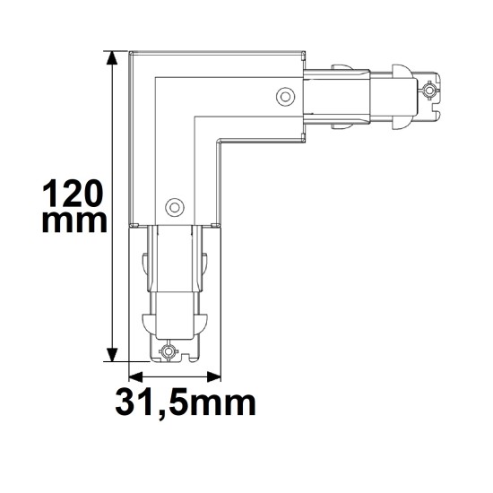 ISOLED 3-Phasen DALI L-Verbinder für Aufbauschiene, N-Leiter innen, weiß