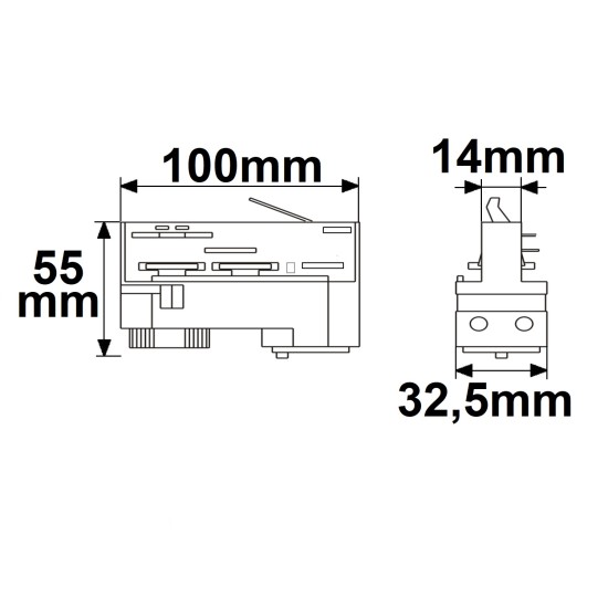 ISOLED 3-Phasen DALI Schiene Universaladapter, schwarz