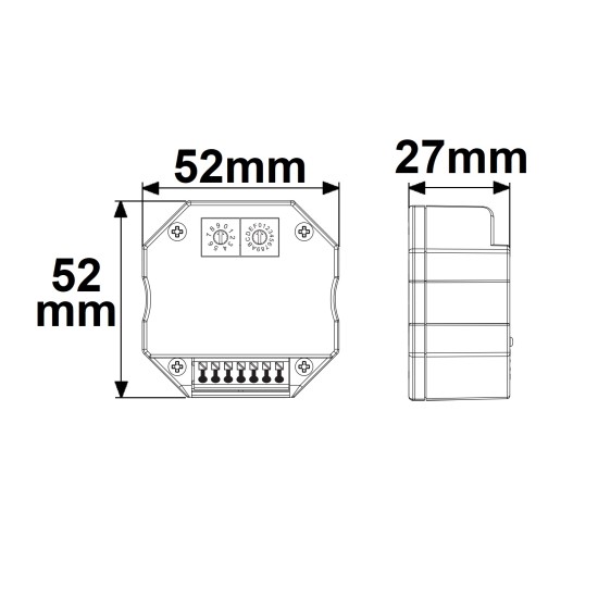 ISOLED DALI Master-Steuerung für 4 Adressen/Gruppen/Szenen, Steuerung via 4 Push-Taster, DALI-Bus Spannung