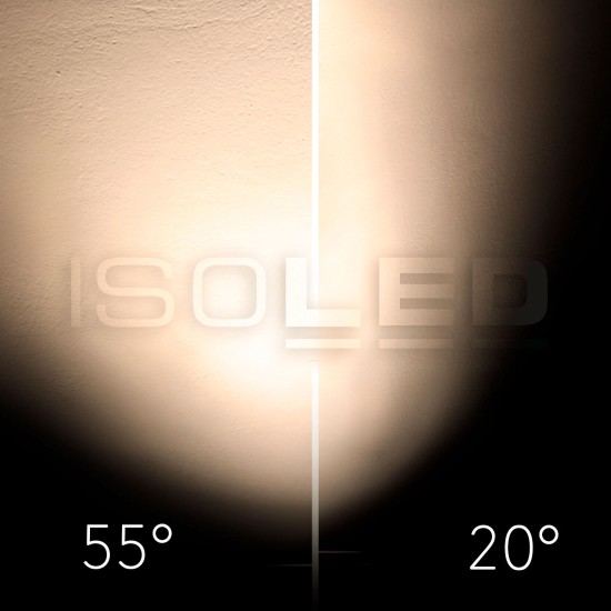 ISOLED 3-Phasen Schienen-Strahler fokussierbar, 24W, 20°-55°, schwarz matt, 2700K, dimmbar