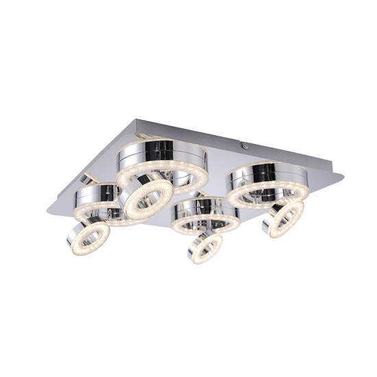 JUST LIGHT TIM LED Deckenleuchte Warmweiss 2,8W 4-fach Silber/Weiß 8,5-13cm 14522-17