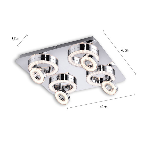 JUST LIGHT TIM LED Deckenleuchte Warmweiss 2,8W 4-fach Silber/Weiß 8,5-13cm 14522-17