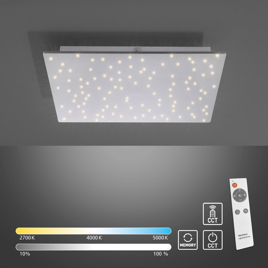 JUST LIGHT SPARKLE LED Deckenleuchte Steuerbare Lichtfarbe 18W Silber 14671-55