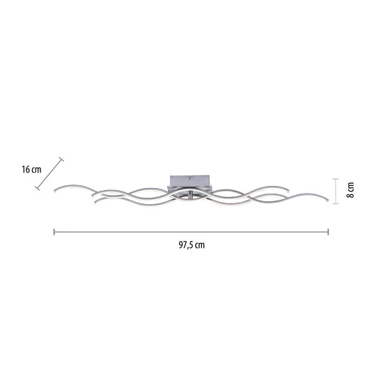 JUST LIGHT WAVE LED Deckenleuchte Warmweiss 28W Silber/Weiß 15166-55