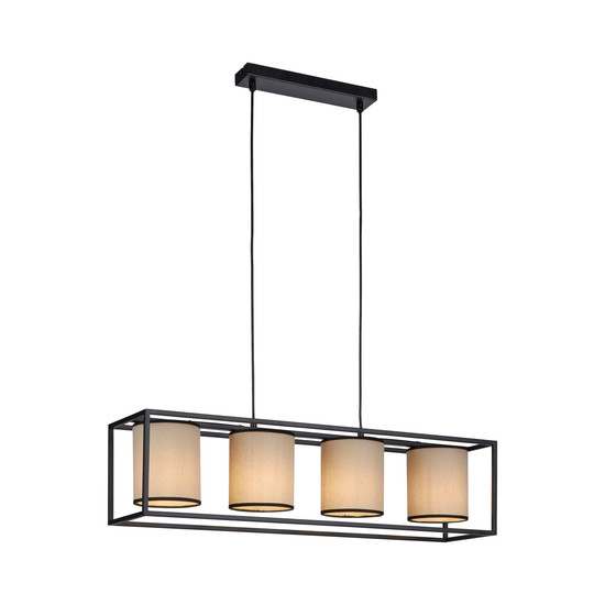 JUST LIGHT RAVEN Pendelleuchte E27 max.25W 4-fach Schwarz/Beige 60-120cm 15305-18