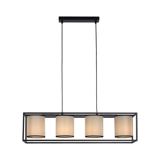 JUST LIGHT RAVEN Pendelleuchte E27 max.25W 4-fach Schwarz/Beige 60-120cm 15305-18