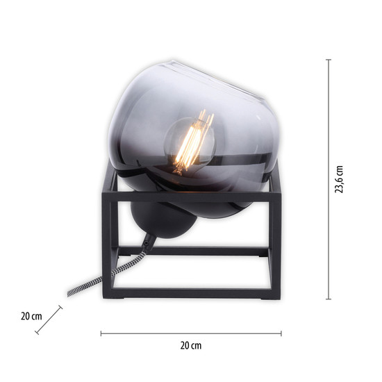 JUST LIGHT ZEA Tischleuchte E27 max.25W Schwarz/Rauchfarben 15423-18