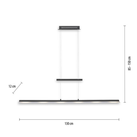 JUST LIGHT NELE LED Pendelleuchte Steuerbare Lichtfarbe 4W 6-fach Anthrazit/Weiß 85-150cm 15880-13