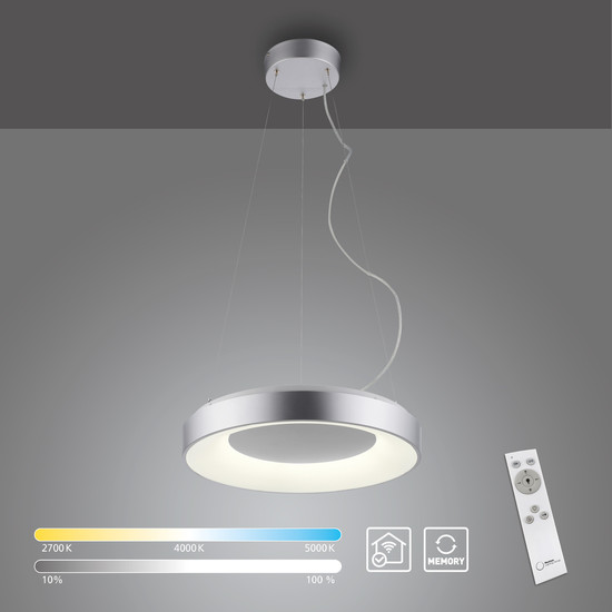 JUST LIGHT KETO ANIKA LED Pendelleuchte Steuerbare Lichtfarbe 26,5W Silber/Weiß 60-120cm 17075-21