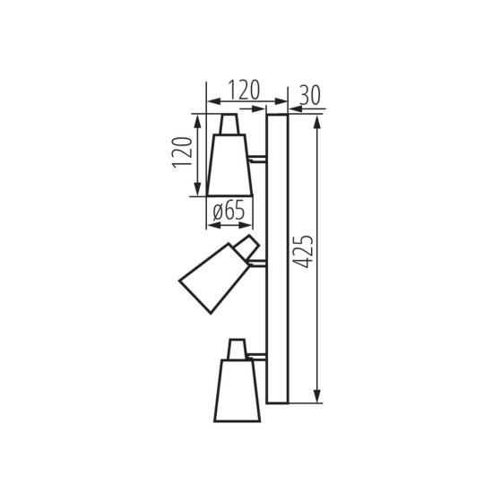 Kanlux Wand-Deckenleuchte SEMPRA GU10 Schwarz 3x 33095