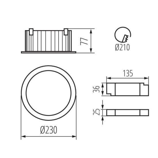 Kanlux Downlight, Einbauleuchte TIBERI PRO LED Weiß IP44/20 35674