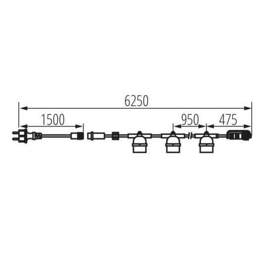 Kanlux GRL Lichtgirlande E27 Schwarz 5x IP44 35750