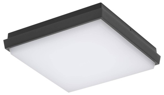 LCD Deckenleuchte, Wandleuchte Graphit LED 30W Warmweiss IP54 30x30x4,5cm 5062