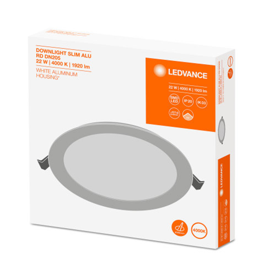 Ledvance Downlight Slim Alu 205 22W 4000K LED Einbauleuchte 4058075064027