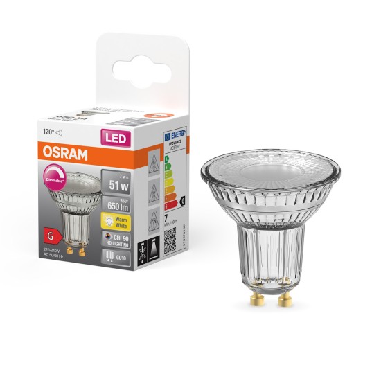 Osram PARATHOM PAR16 120° 7W warmweiss GU10 Ra90 dimmbar 4058075433687 wie 51W