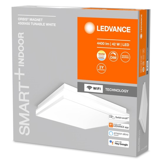 LEDVANCE SMART+ Orbis Magnet LED Deckenleuchte, Wandleuchte 45x45cm 42W Tunable White 4058075572690