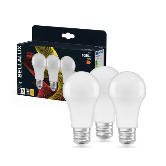 3er Pack BELLALUX LED Lampe CLA 10W 827 Frosted E27 Warmweiss 4058075595545