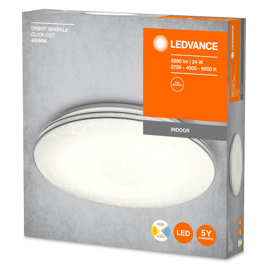 LEDVANCE LED Deckenleuchte ORBIS Sparkle Click-CCT 40cm 24W Tunable White, Kalt-zu-Warm-Farbwechsel 4058075633131