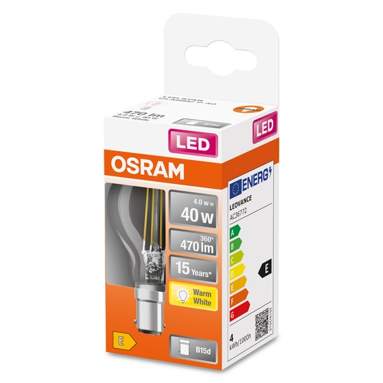 OSRAM LED Lampe Retrofit B15d 4W 470lm warmweiss 2700K wie 40W