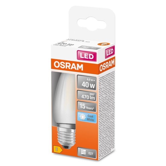 OSRAM LED Kerzenlampe Retrofit matt E27 4W 470lm neutralweiss 4000K wie 40W 4058075654457