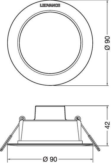 LEDVANCE DOWNLIGHT Einbauleuchte IP44 90 4W 840 weiss 4058075702882