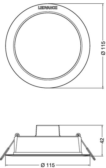 LEDVANCE DOWNLIGHT Einbauleuchte IP44 115 8W 830 weiss 4058075702943