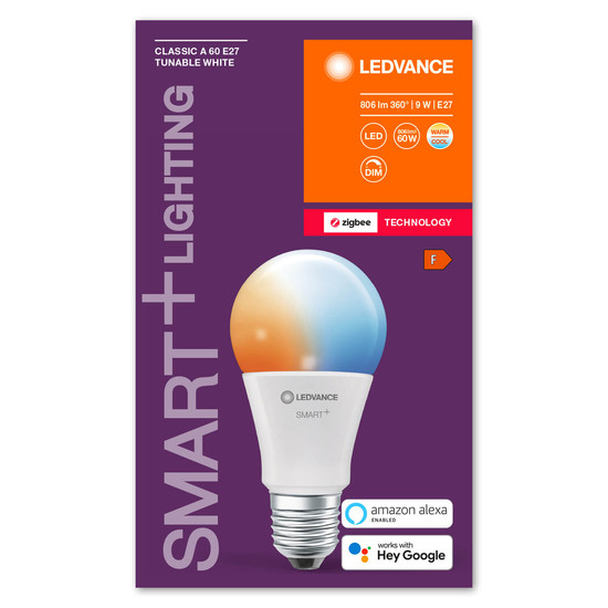 LEDVANCE LED Lampe SMART+ Classic Tunable White 9W 220V FR E27 Dimmbar Tunable White, Kalt-zu-Warm-Farbwechsel 4058075729001