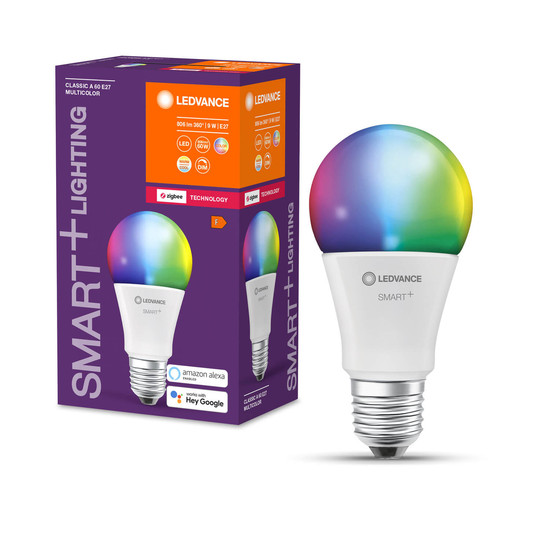 LEDVANCE LED Lampe SMART+ Classic Multicolour 9W 220V RGBW FR E27 Dimmbar RGBTW Farbwechsel / steuerbare Lichtfarbe 4058075729025